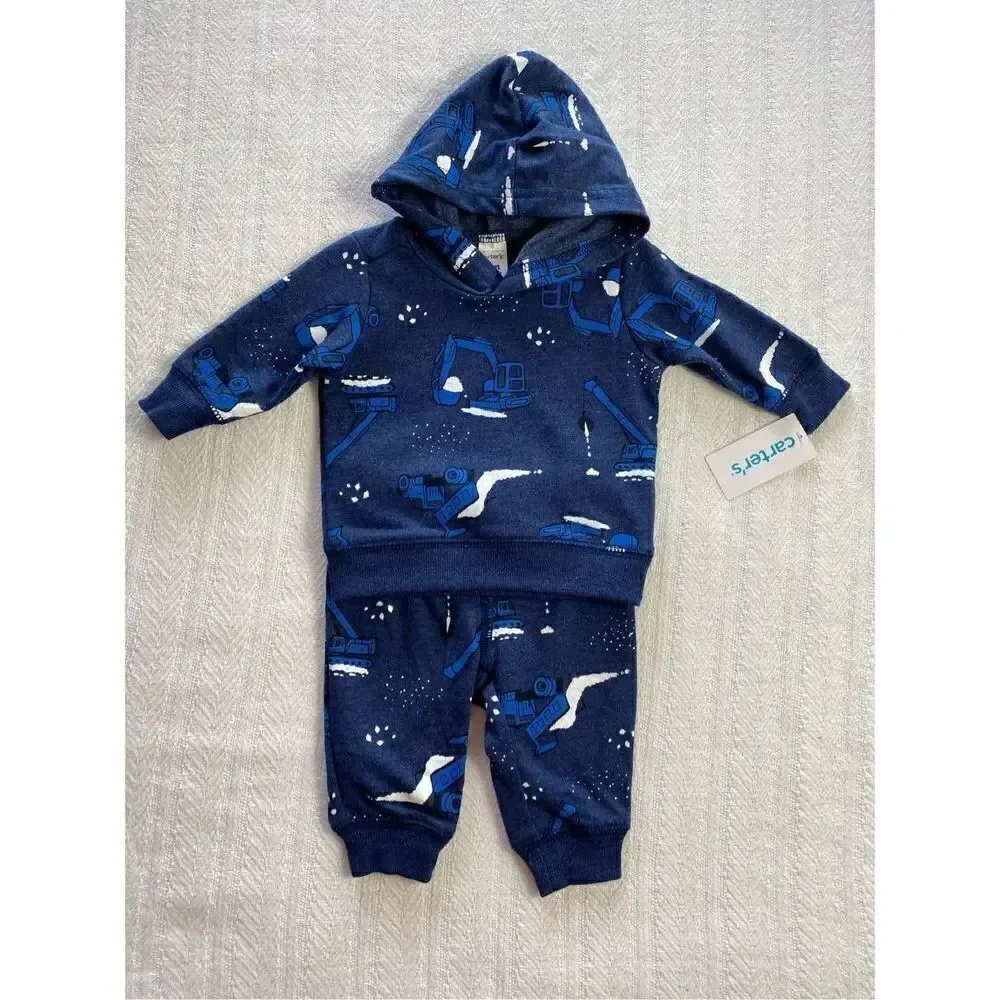 CARTER’S BABY BOY 3M Construction Fleece Top and Bottoms Set